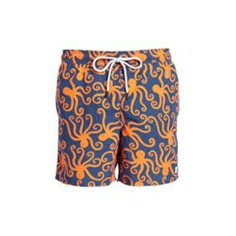Tom & Teddy Boys Octopus Print Swim Trunks Navy Blue Orange 7/8